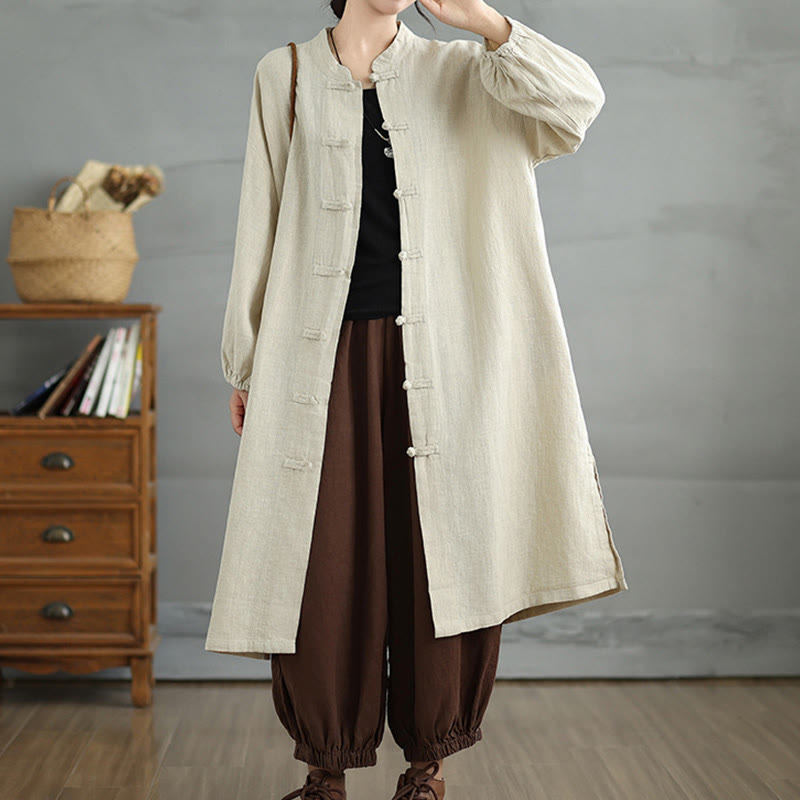 Buddha Stones Casual Frog-button Women's Cotton Linen Coat With Pockets - image 22
