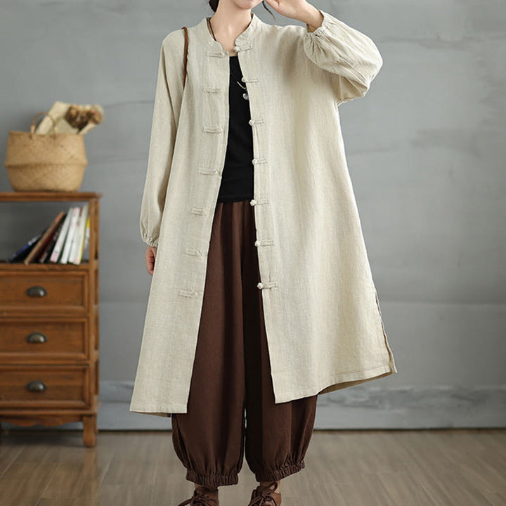Buddha Stones Casual Frog-button Women's Cotton Linen Coat With Pockets - image 22