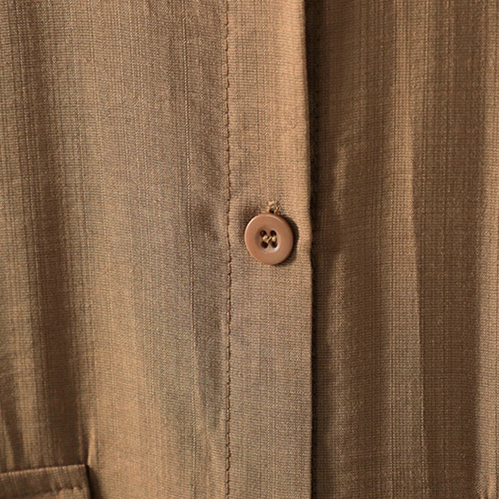 Buddha Stones Plain Buttons Women's Cotton Coat With Pockets - image 8