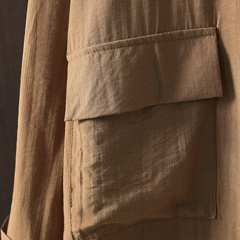 Buddha Stones Plain Buttons Women's Cotton Coat With Pockets - image 10