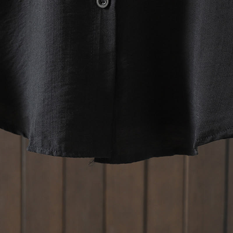 Buddha Stones Plain Buttons Women's Cotton Coat With Pockets - image 15