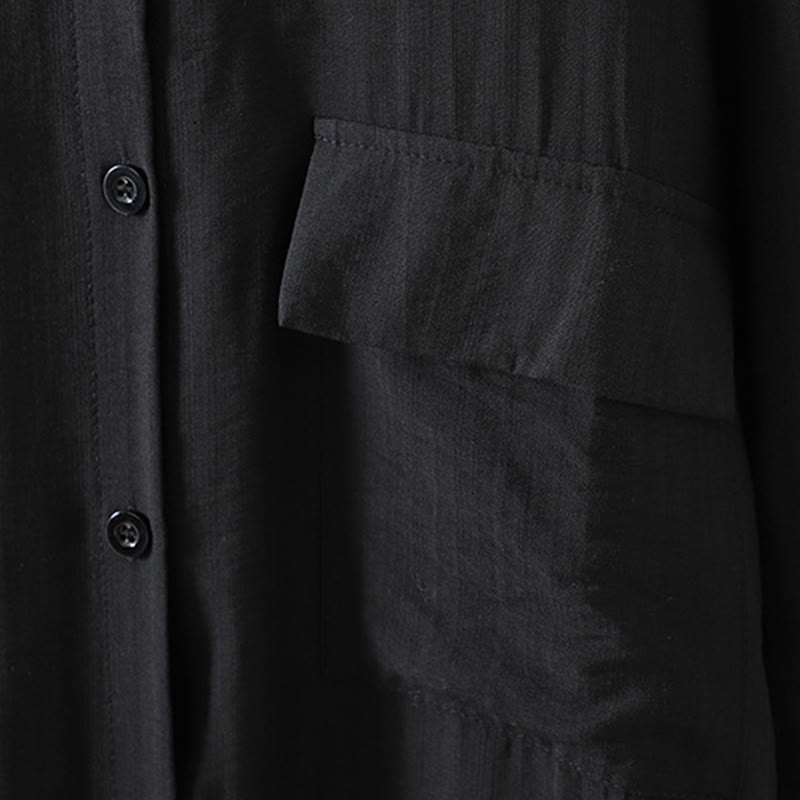 Buddha Stones Plain Buttons Women's Cotton Coat With Pockets - image 16