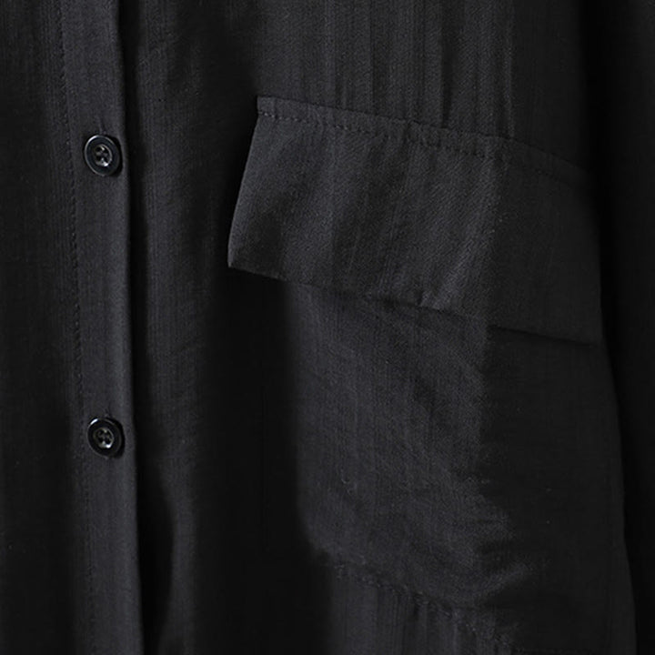 Buddha Stones Plain Buttons Women's Cotton Coat With Pockets - image 16