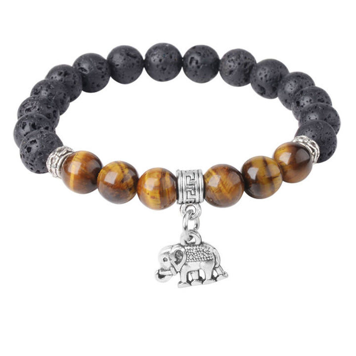 Buddha Stones Black Lava Rock Crystal Beads Animal Pattern Healing Bracelet - image 5