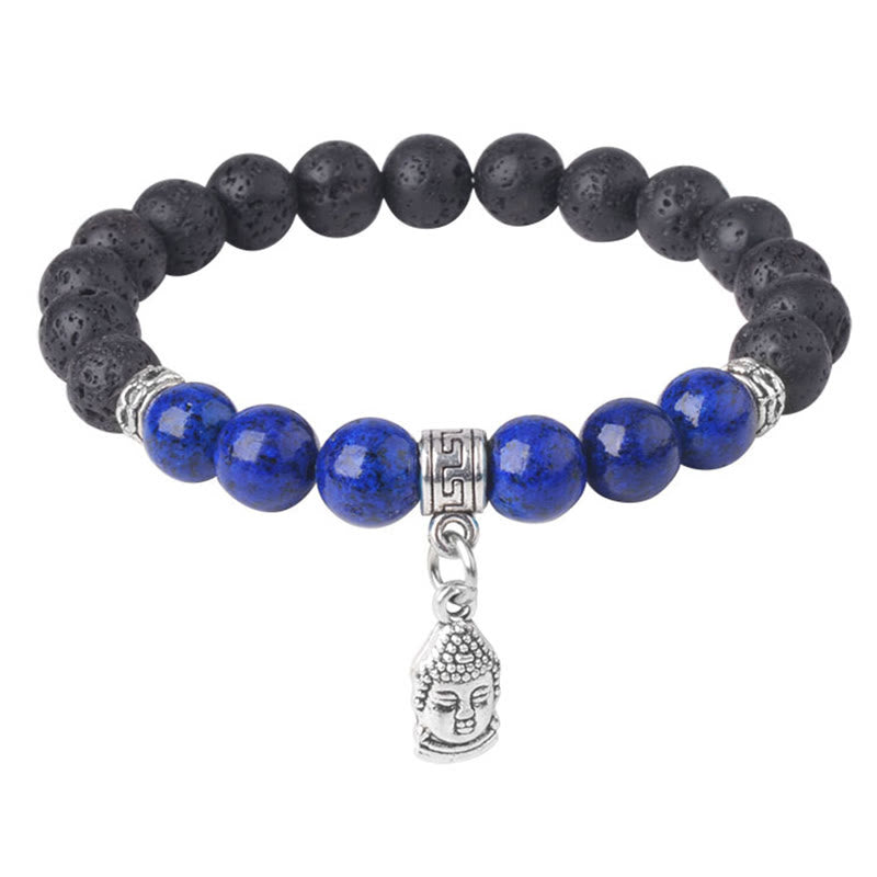 Buddha Stones Black Lava Rock Crystal Beads Animal Pattern Healing Bracelet - image 12