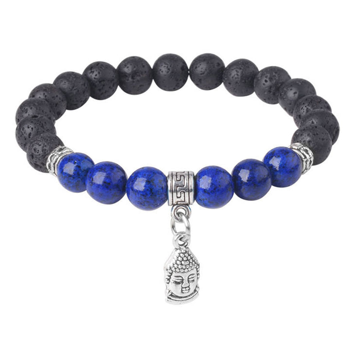 Buddha Stones Black Lava Rock Crystal Beads Animal Pattern Healing Bracelet - image 12
