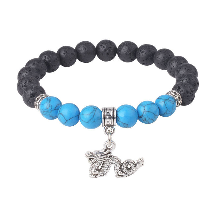 Buddha Stones Black Lava Rock Crystal Beads Animal Pattern Healing Bracelet - image 24