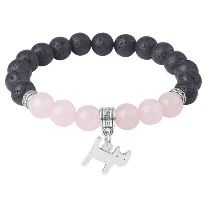 Buddha Stones Black Lava Rock Crystal Beads Animal Pattern Healing Bracelet - image 28