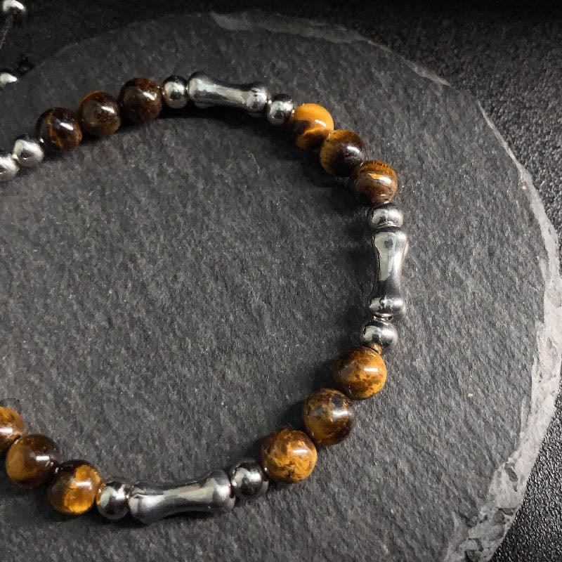 FREE Today: Power and Courage Cute Bone Pattern Tiger Eye Beads Bracelet - image 6
