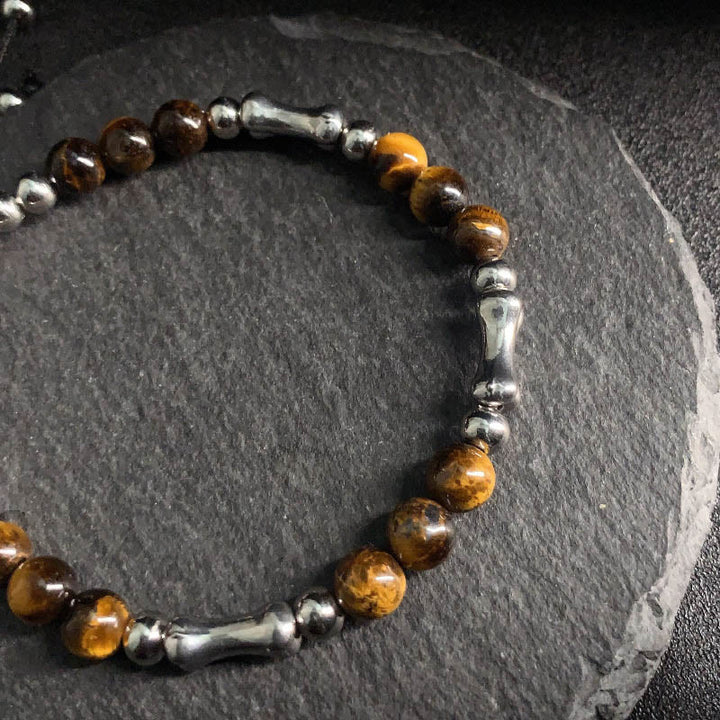 FREE Today: Power and Courage Cute Bone Pattern Tiger Eye Beads Bracelet - image 6
