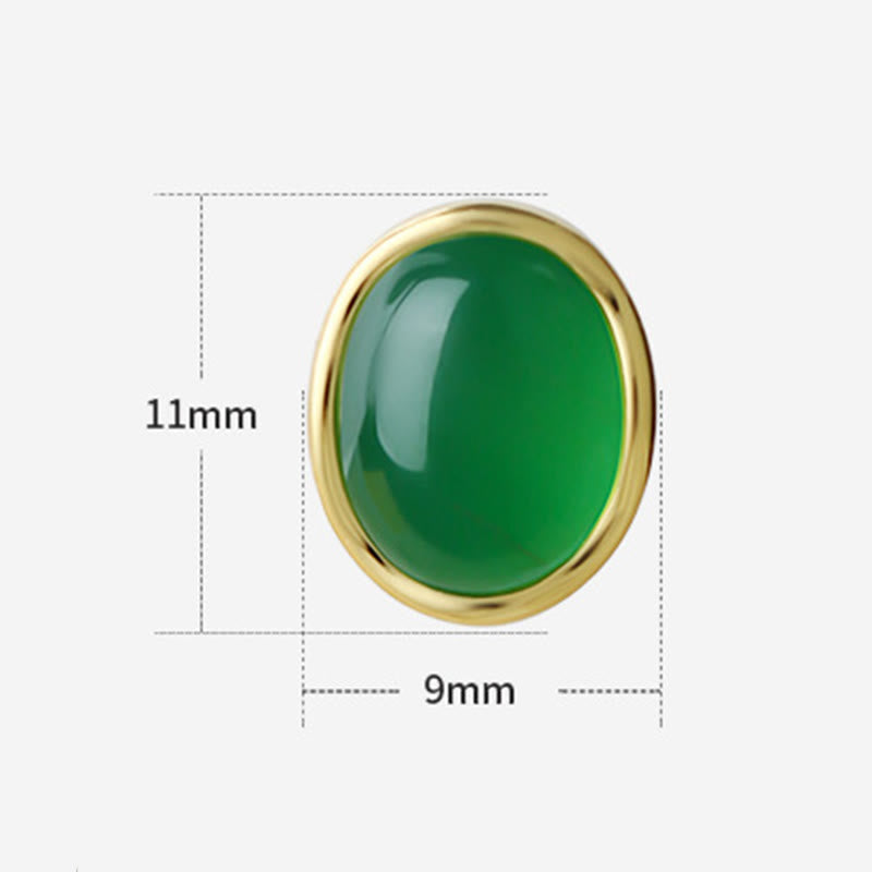 Buddha Stones 925 Sterling Silver Golden Green Chalcedony Strength Earrings  - image 4