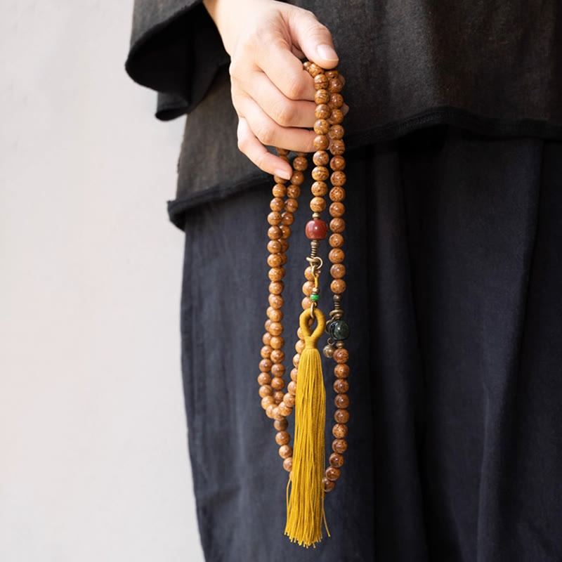 108 Mala Beads Bodhi Seed Wisdom Peace Tassel Bracelet - image 4