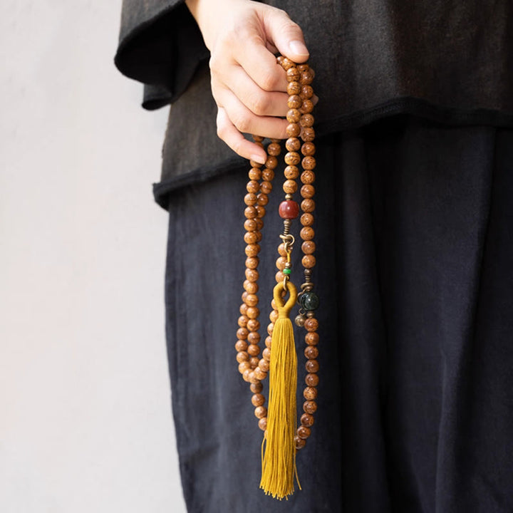 108 Mala Beads Bodhi Seed Wisdom Peace Tassel Bracelet - image 4