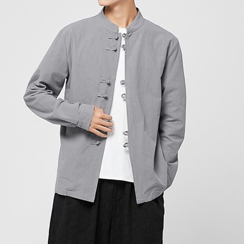 Buddha Stones Men's Frog-Button Dragon Pattern Cuffs Cotton Long Sleeve Shirt - image 22