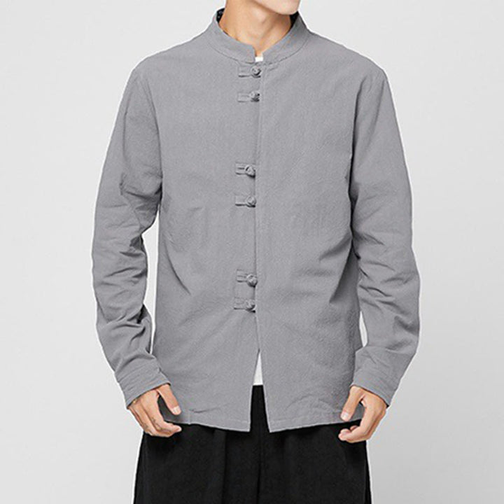 Buddha Stones Men's Frog-Button Dragon Pattern Cuffs Cotton Long Sleeve Shirt - image 21