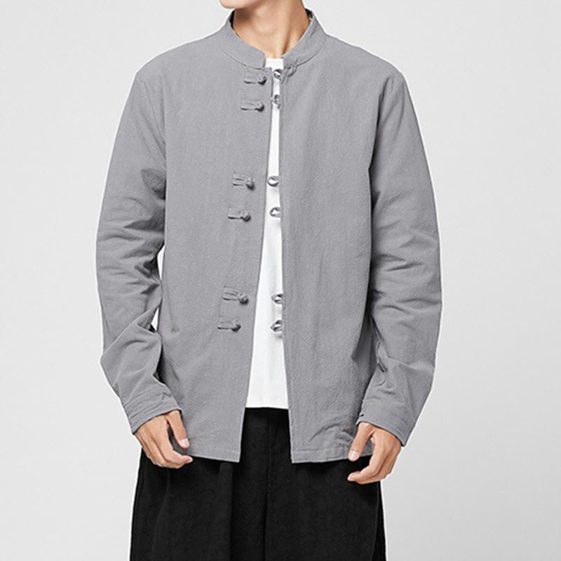 Buddha Stones Men's Frog-Button Dragon Pattern Cuffs Cotton Long Sleeve Shirt - DarkGray - US/UK/AU46，EU56 (5XL) - image 19