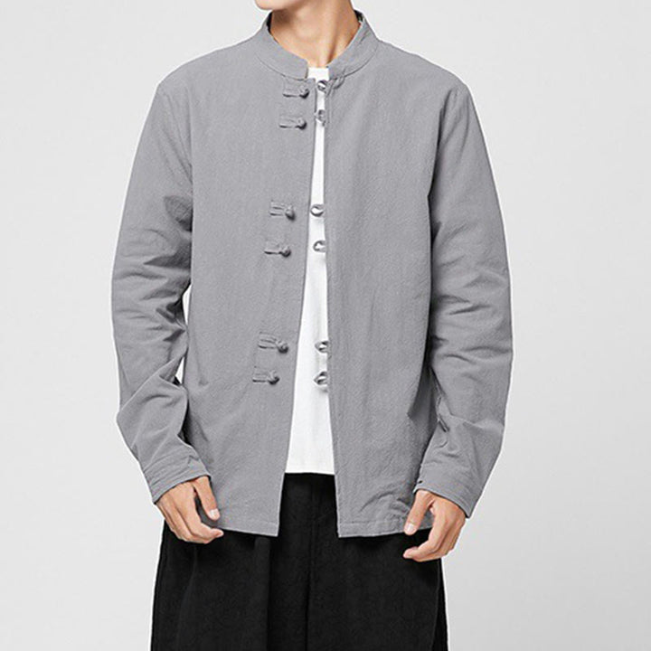 Buddha Stones Men's Frog-Button Dragon Pattern Cuffs Cotton Long Sleeve Shirt - DarkGray - US/UK/AU46，EU56 (5XL) - image 19