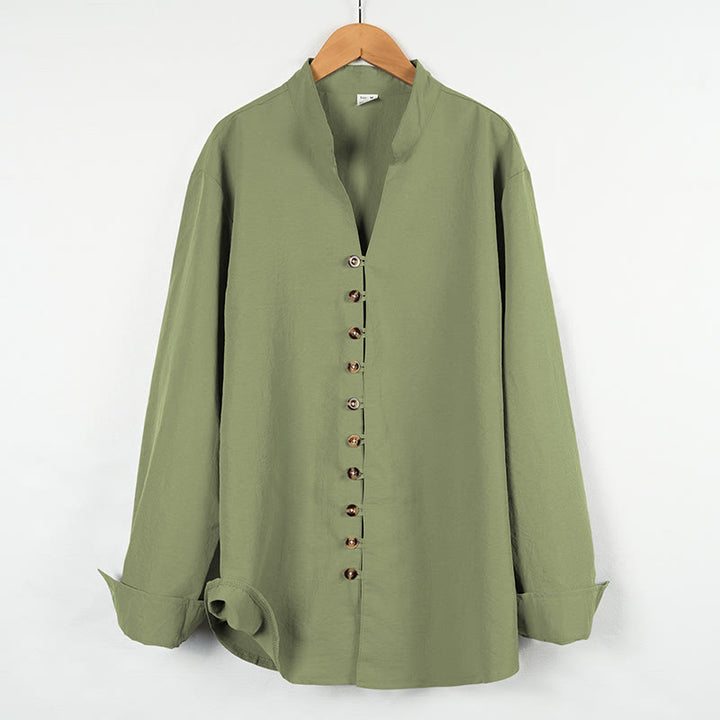 Buddha Stones Solid Color Buttons Fall Long Sleeve Linen Men's Shirt - DarkSeaGreen - US/UK/AU46，EU56 (3XL) - image 20
