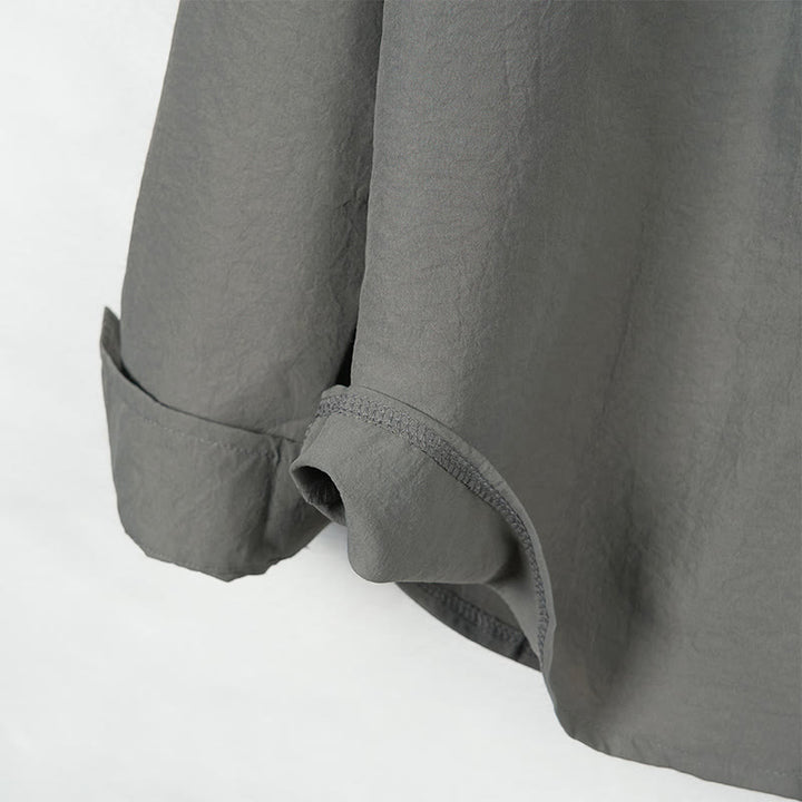 Buddha Stones Solid Color Buttons Fall Long Sleeve Linen Men's Shirt - image 5