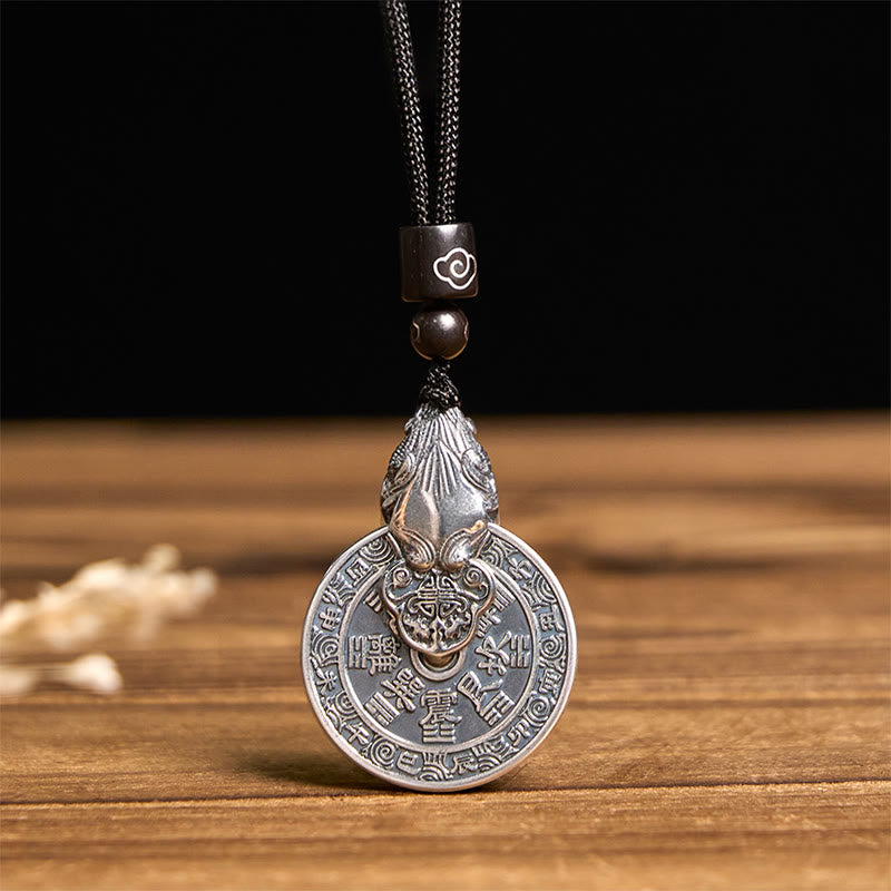Buddha Stones Mountain Ghosts Spend Money Bagua Design Copper Pixiu Harmony Necklace Pendant - image 1