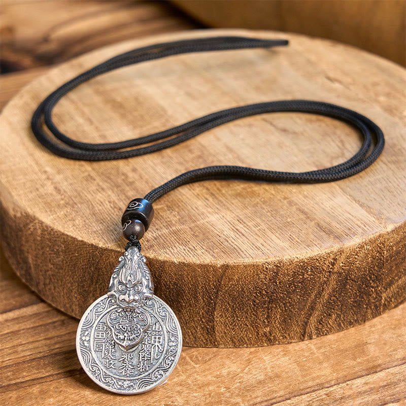 Buddha Stones Mountain Ghosts Spend Money Bagua Design Copper Pixiu Harmony Necklace Pendant - image 4