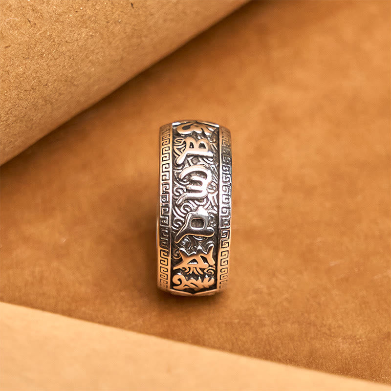 Buddha Stones Om Mani Padme Hum Copper Adjustable Wealth Ring - image 3