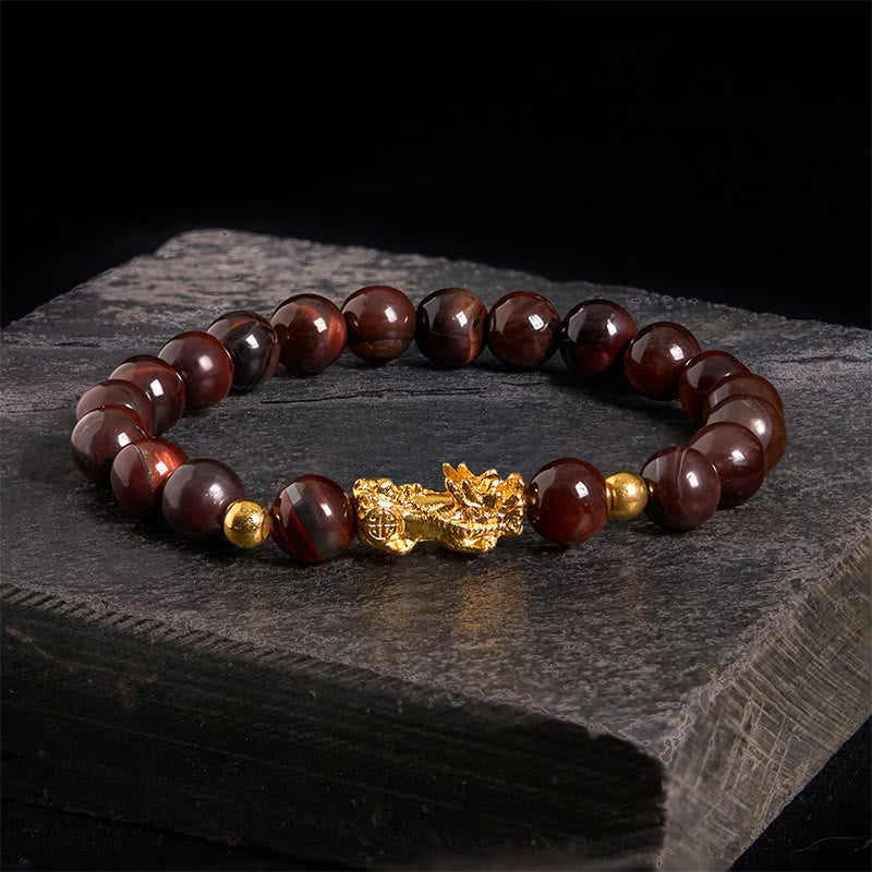 Buddha Stones Various Color Tiger Eye Beads Pixiu Wealth Courage Bracelet - Red Tiger Eye(Wrist Circumference: 17-19cm) - image 16