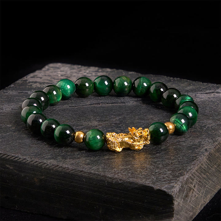 Buddha Stones Various Color Tiger Eye Beads Pixiu Wealth Courage Bracelet - Green Tiger Eye(Wrist Circumference: 17-19cm) - image 21
