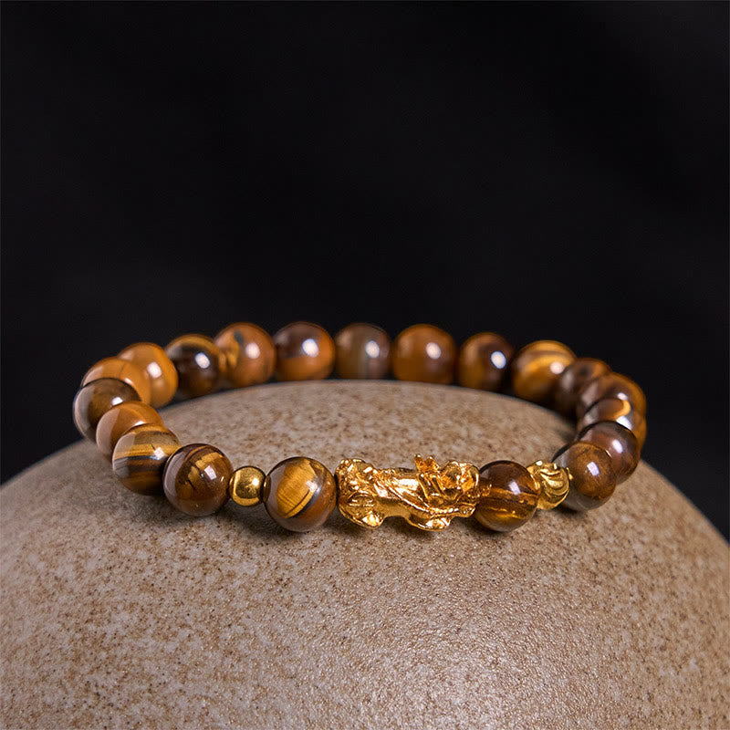 Buddha Stones Various Color Tiger Eye Beads Pixiu Wealth Courage Bracelet - image 2