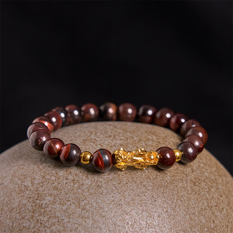 Buddha Stones Various Color Tiger Eye Beads Pixiu Wealth Courage Bracelet - image 17