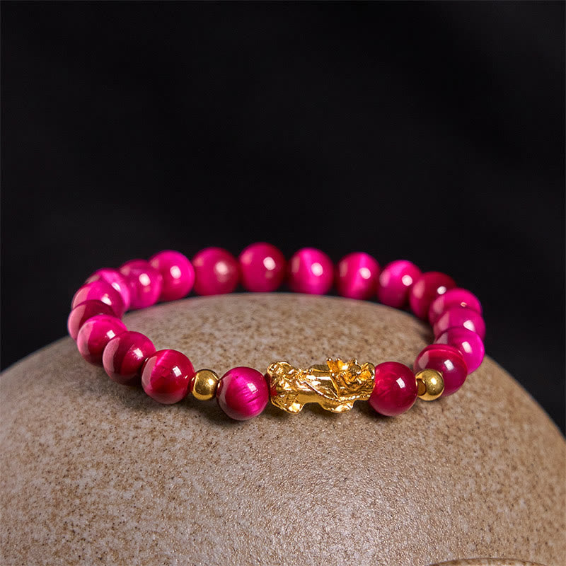 Buddha Stones Various Color Tiger Eye Beads Pixiu Wealth Courage Bracelet - image 13