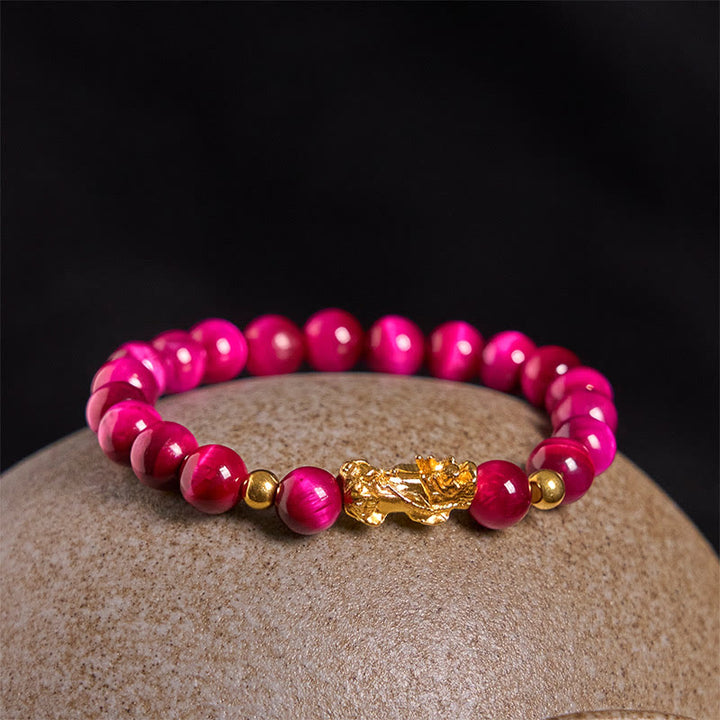 Buddha Stones Various Color Tiger Eye Beads Pixiu Wealth Courage Bracelet - image 13