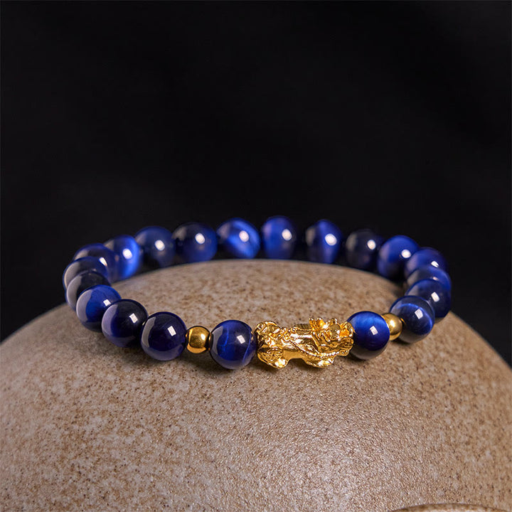 Buddha Stones Various Color Tiger Eye Beads Pixiu Wealth Courage Bracelet - image 8