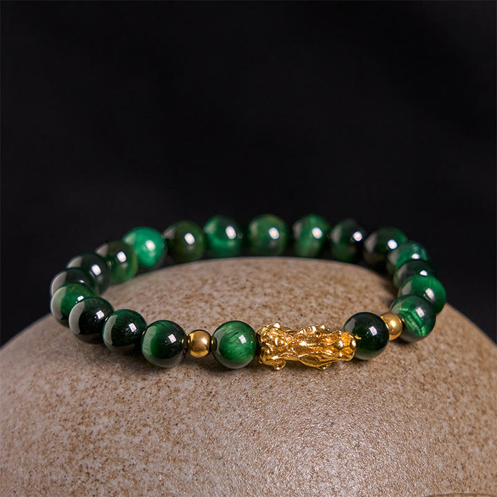Buddha Stones Various Color Tiger Eye Beads Pixiu Wealth Courage Bracelet - image 22