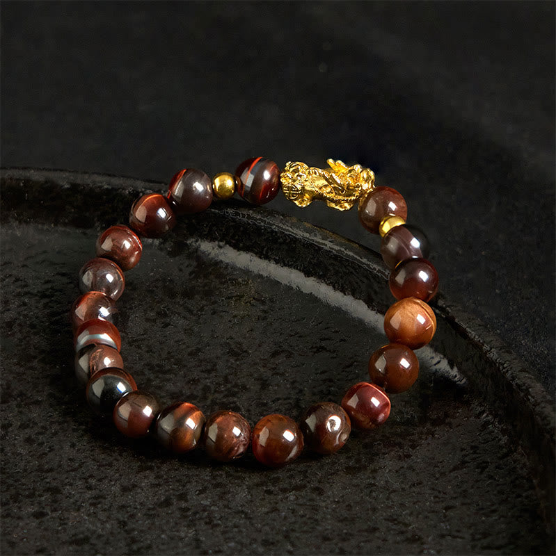 Buddha Stones Various Color Tiger Eye Beads Pixiu Wealth Courage Bracelet - image 18