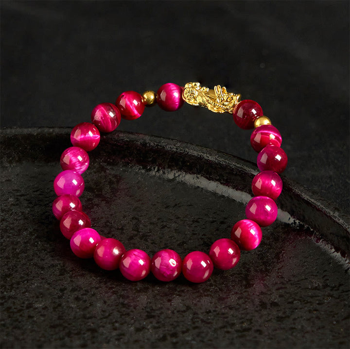 Buddha Stones Various Color Tiger Eye Beads Pixiu Wealth Courage Bracelet - image 14
