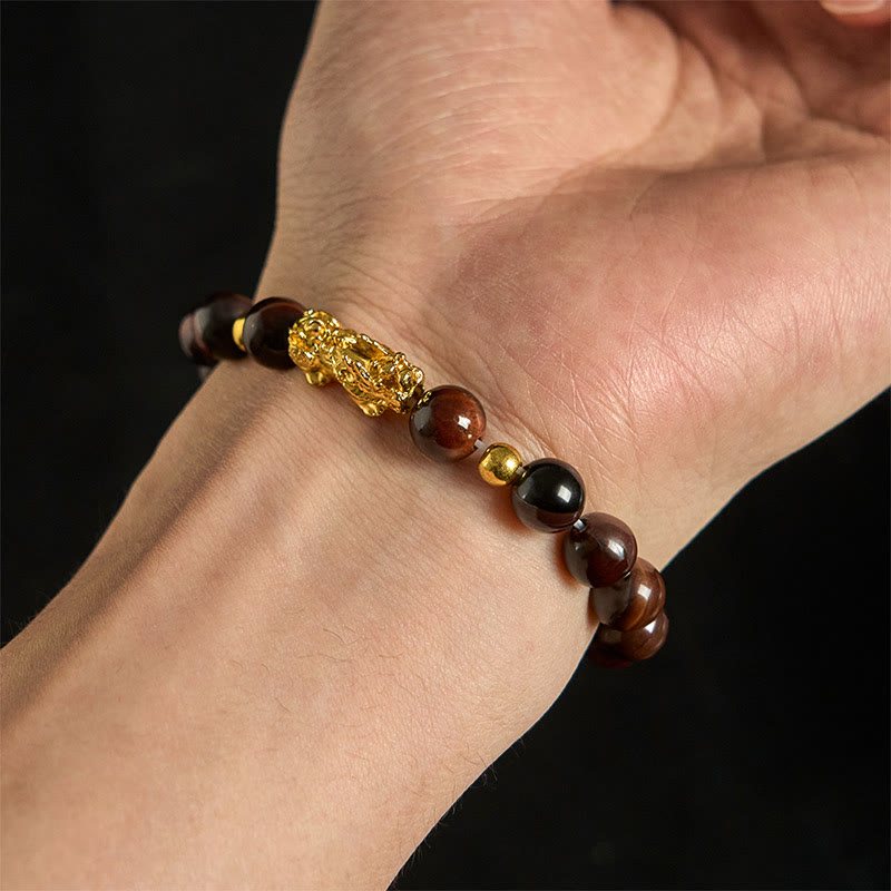 Buddha Stones Various Color Tiger Eye Beads Pixiu Wealth Courage Bracelet - image 19