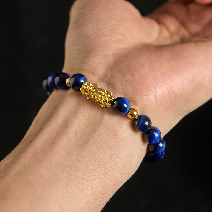 Buddha Stones Various Color Tiger Eye Beads Pixiu Wealth Courage Bracelet - image 10