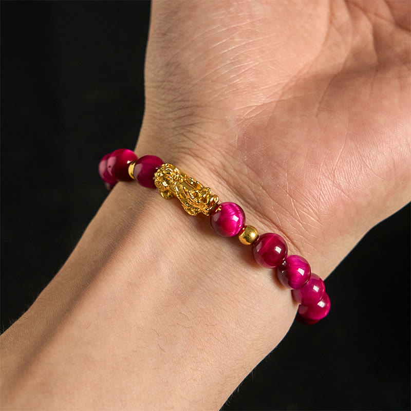 Buddha Stones Various Color Tiger Eye Beads Pixiu Wealth Courage Bracelet - image 15