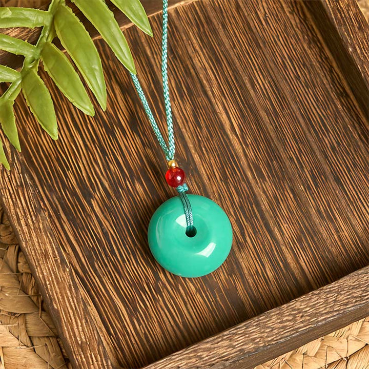 Buddha Stones Turquoise Peace Buckle Rope Balance Necklace Pendant - image 3