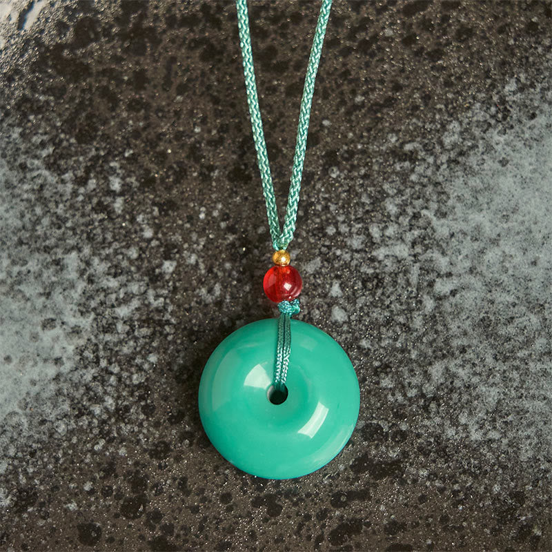 Buddha Stones Turquoise Peace Buckle Rope Balance Necklace Pendant - image 5