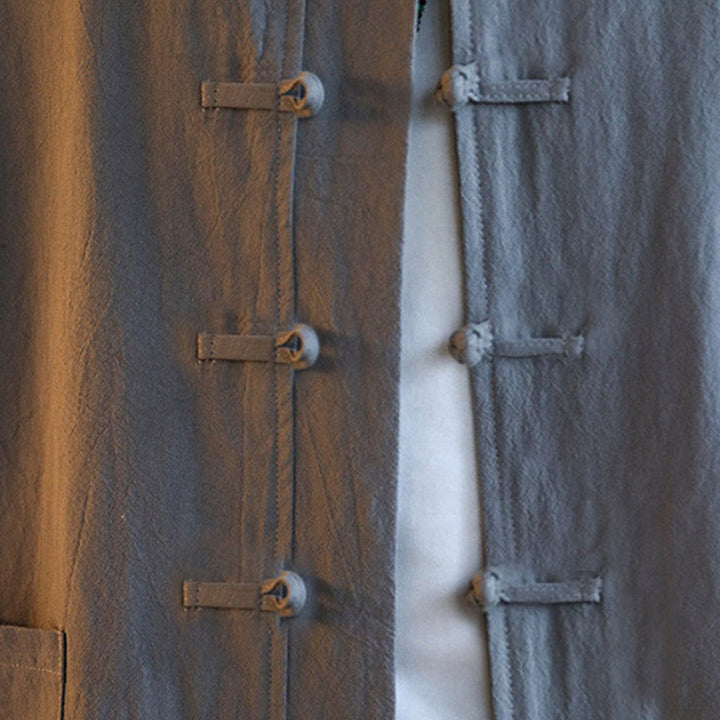 Buddha Stones 2Pcs Zen Tang Suit Men's Frog-Button Long Sleeve Shirt Pants Set With Pockets - image 10