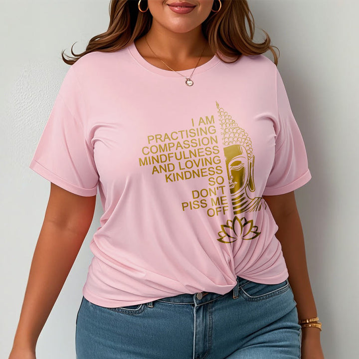 Buddha Stones Casual Golden Side Buddha Lotus Flower Pattern Cotton Tee T-Shirt - image 14