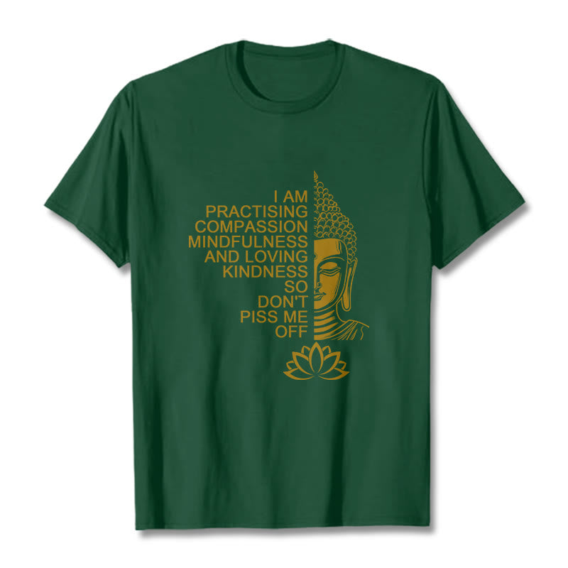 Buddha Stones Casual Golden Side Buddha Lotus Flower Pattern Cotton Tee T-Shirt - ForestGreen - 2XL - image 10