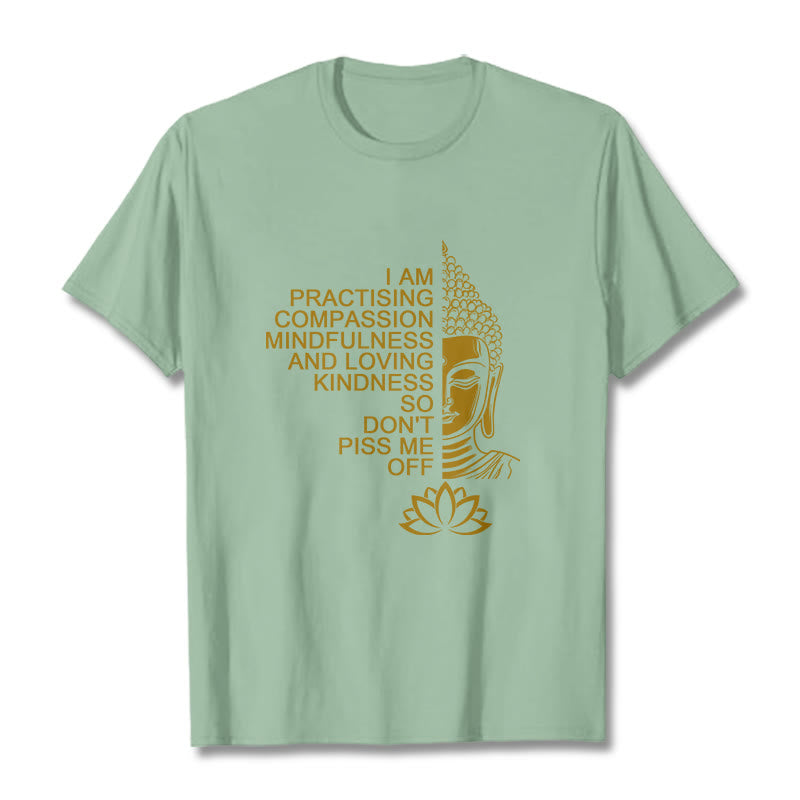 Buddha Stones Casual Golden Side Buddha Lotus Flower Pattern Cotton Tee T-Shirt - PaleGreen - 2XL - image 14