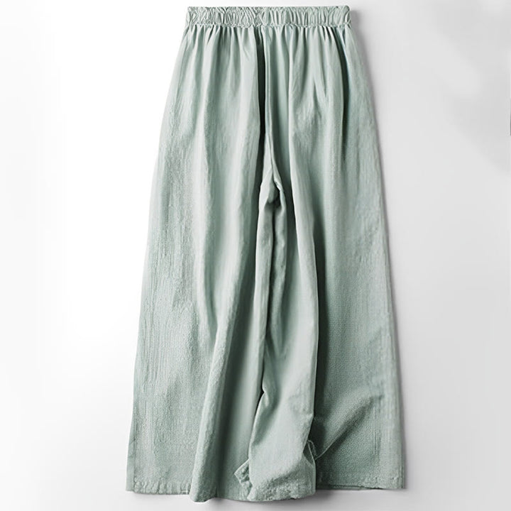 Buddha Stones Spring Ethnic Embroidery Cotton Women's Wide Leg Pants With Pockets - image 7