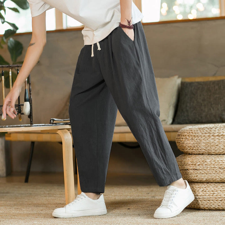 Buddha Stones Summer Men's Cotton Pants With Pockets - DimGray - US/UK/AU46，EU56 (5XL)  - image 18