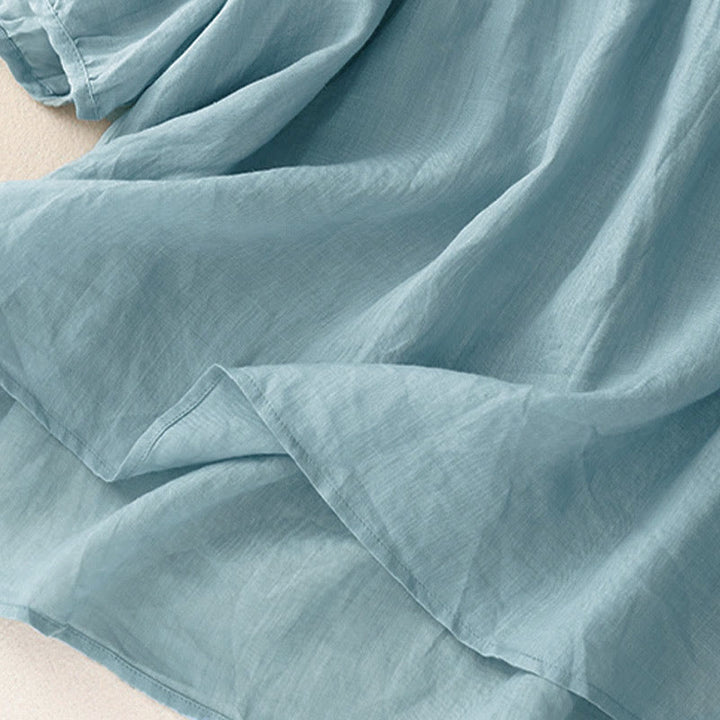 Buddha Stones Casual Plain Loose Women's V-Neck Design Half Sleeve Shirt - image 29