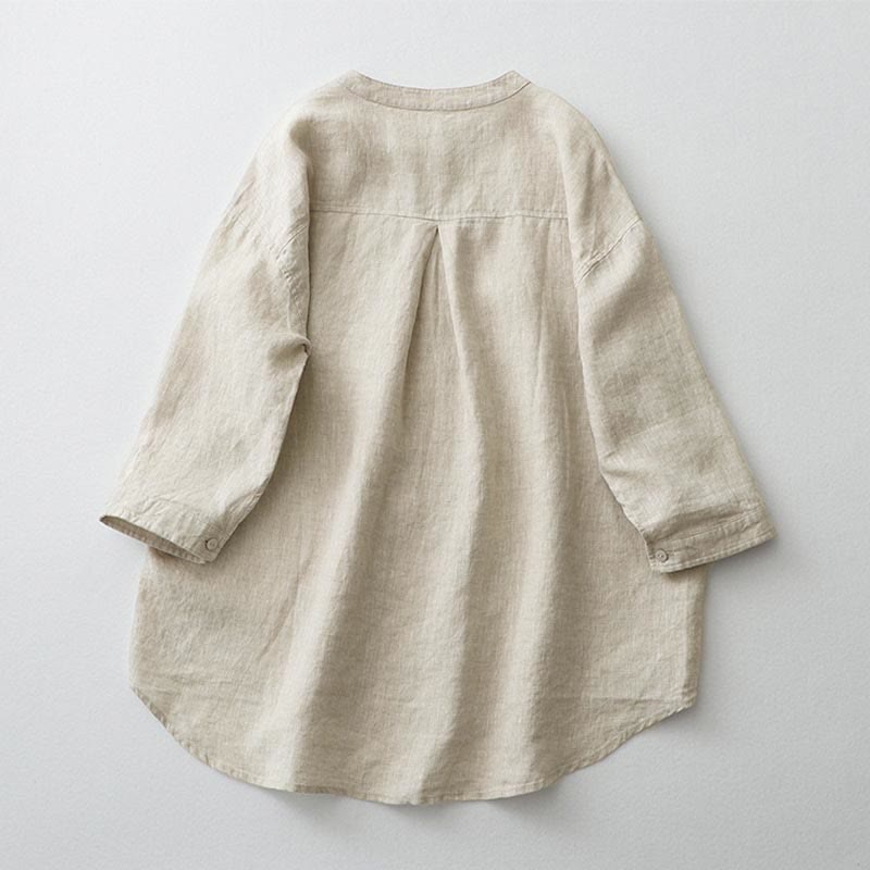 Buddha Stones Solid Color Button Three Quarter Sleeve Shirt - image 2