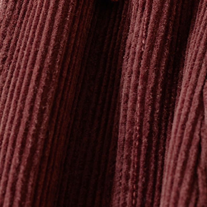 Buddha Stones Color Contrast Corduroy Cotton Women's Thermal Fleece-Lined Harem Pants With Pockets - image 11